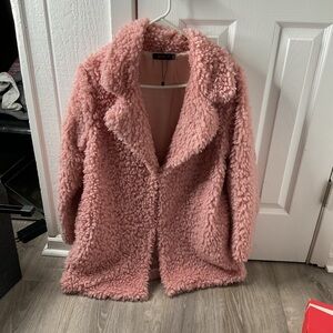 Pink Sherpa jacket S/M worn once good condition